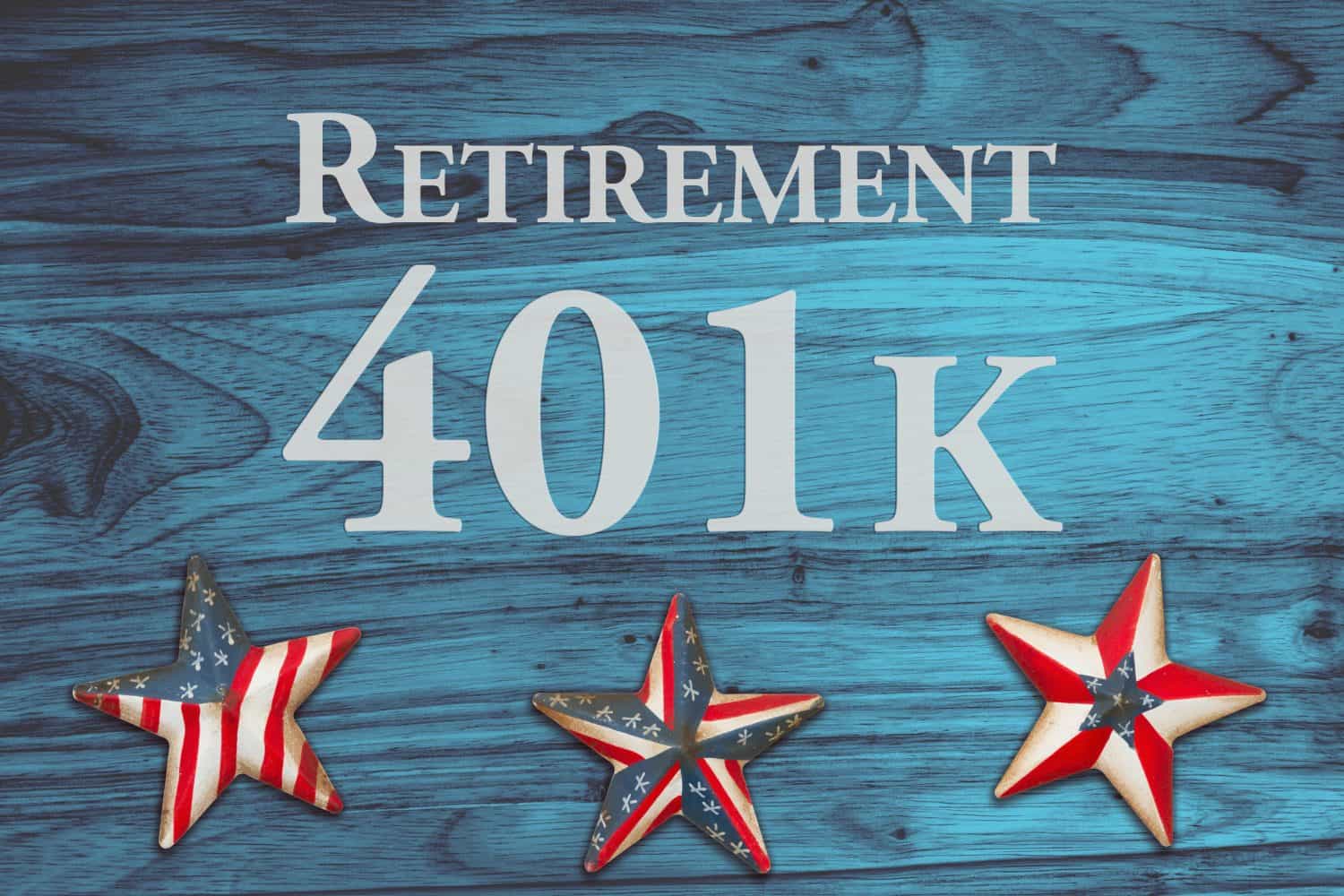 Retirement 401k message on red, white and blue USA flag stars and stripes