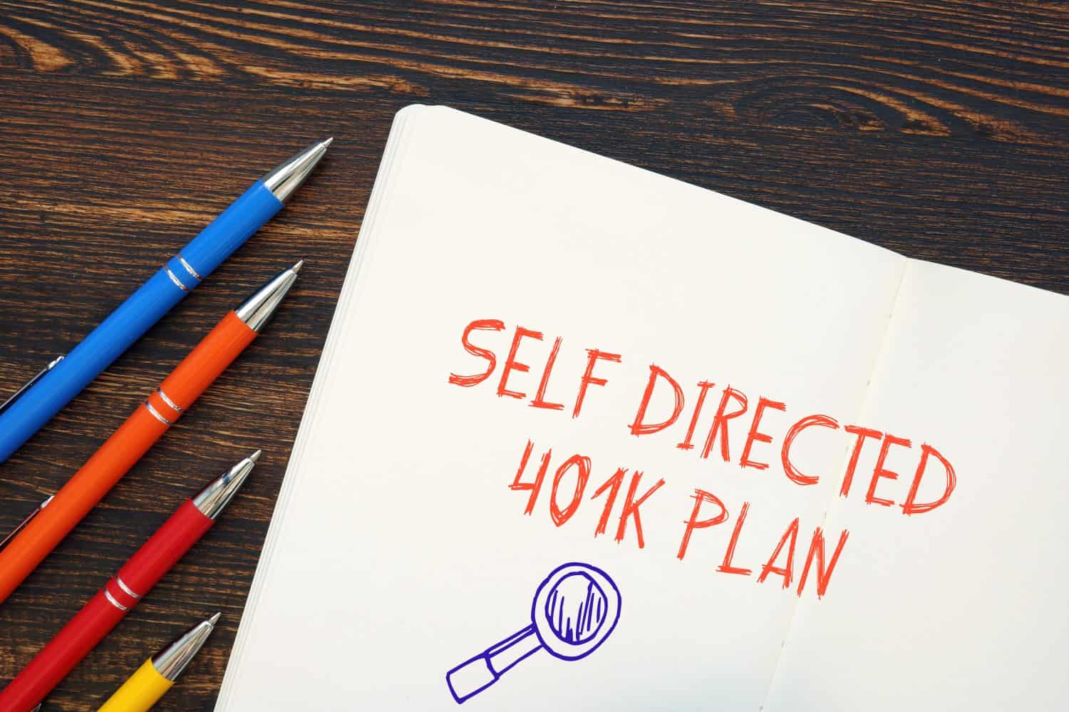 Financial concept meaning Self Directed 401K Plan with sign on the piece of paper.