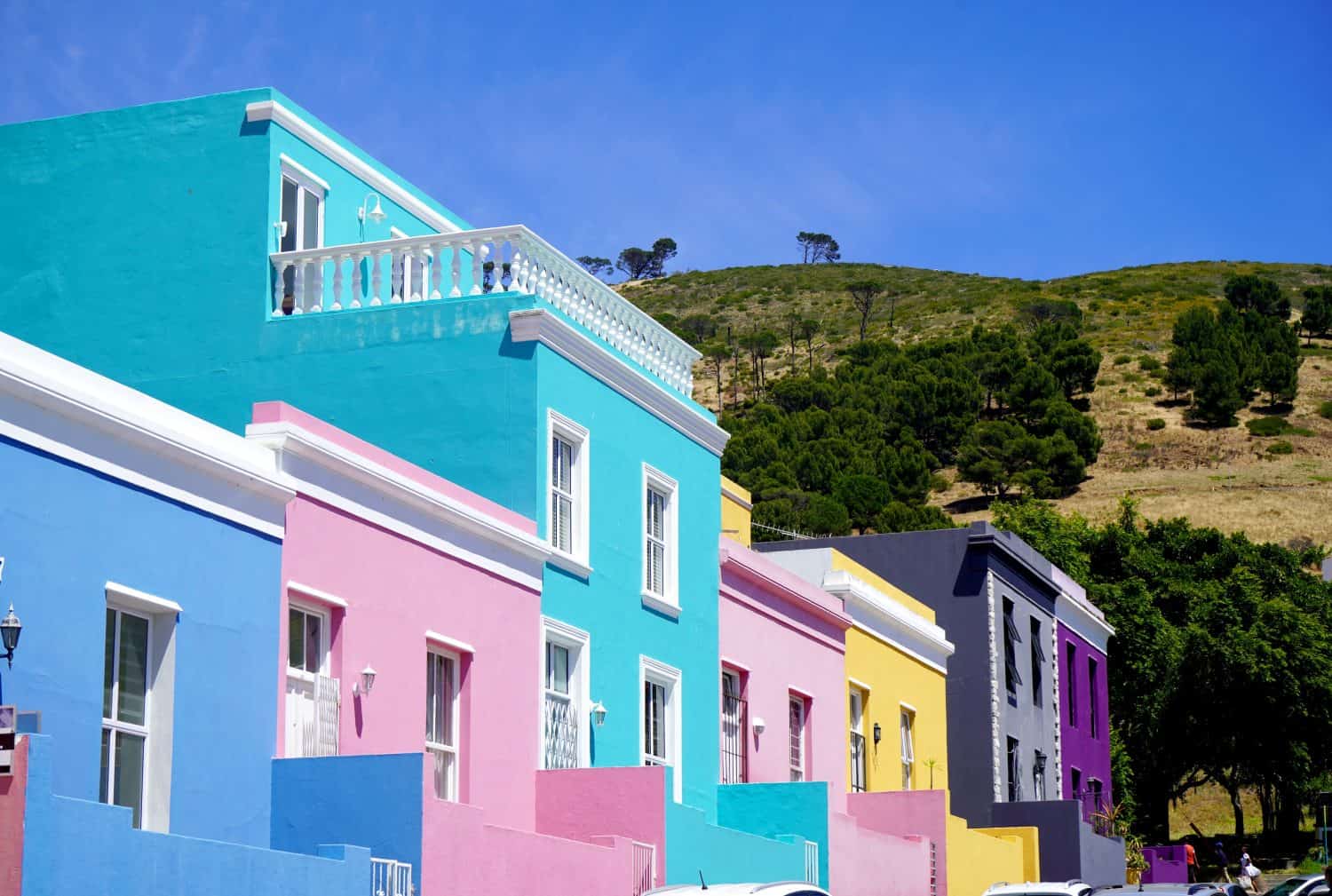 Distinctive bright houses in the bo-kaap district of Cape Town, South Africa