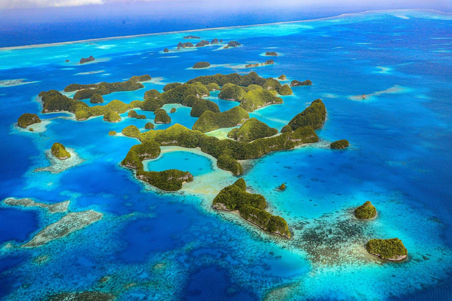 Palau Island aerial shot by aircraft