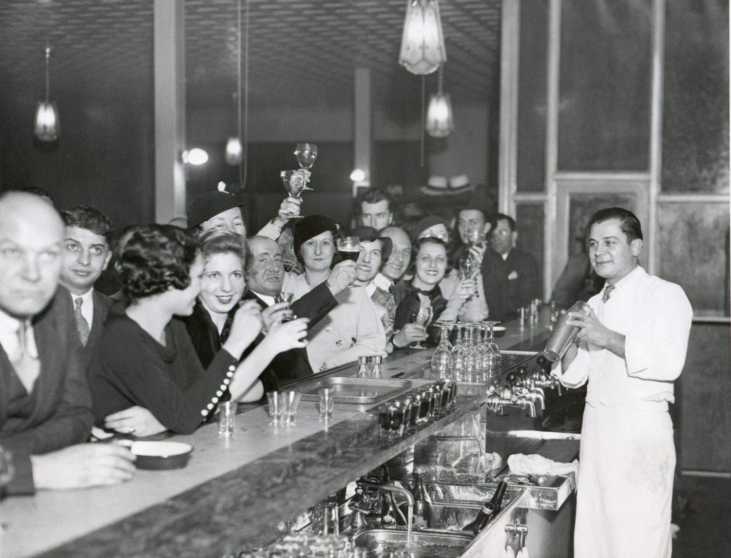 Customers at a Philadelphia bar after Prohibition&#039;s end, Dec. 1933.