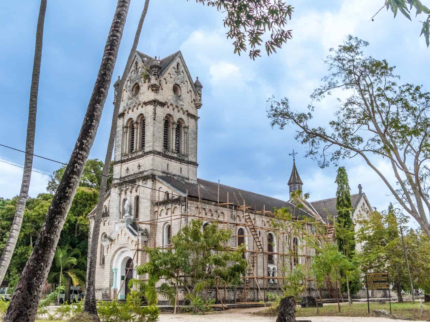 old historic church near the ocean in Bagamoyo, Tanzania, the former german colony in Africa