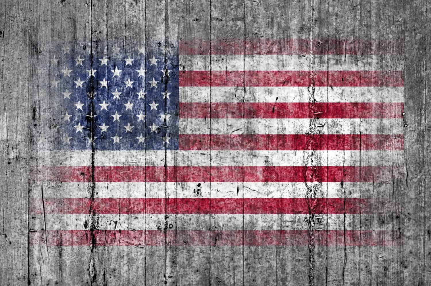 USA flag painted on background texture gray concrete