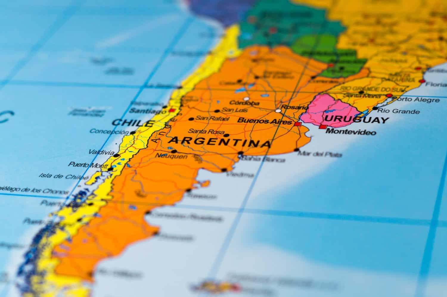 Map of Argentina - shallow focus