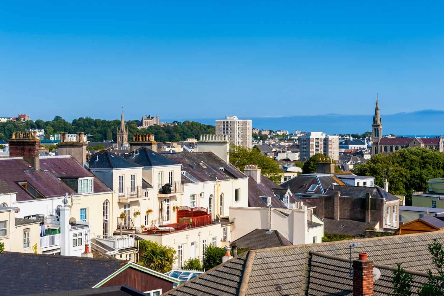 Skyline of Saint Helier, Jersey, Channel Islands, UK