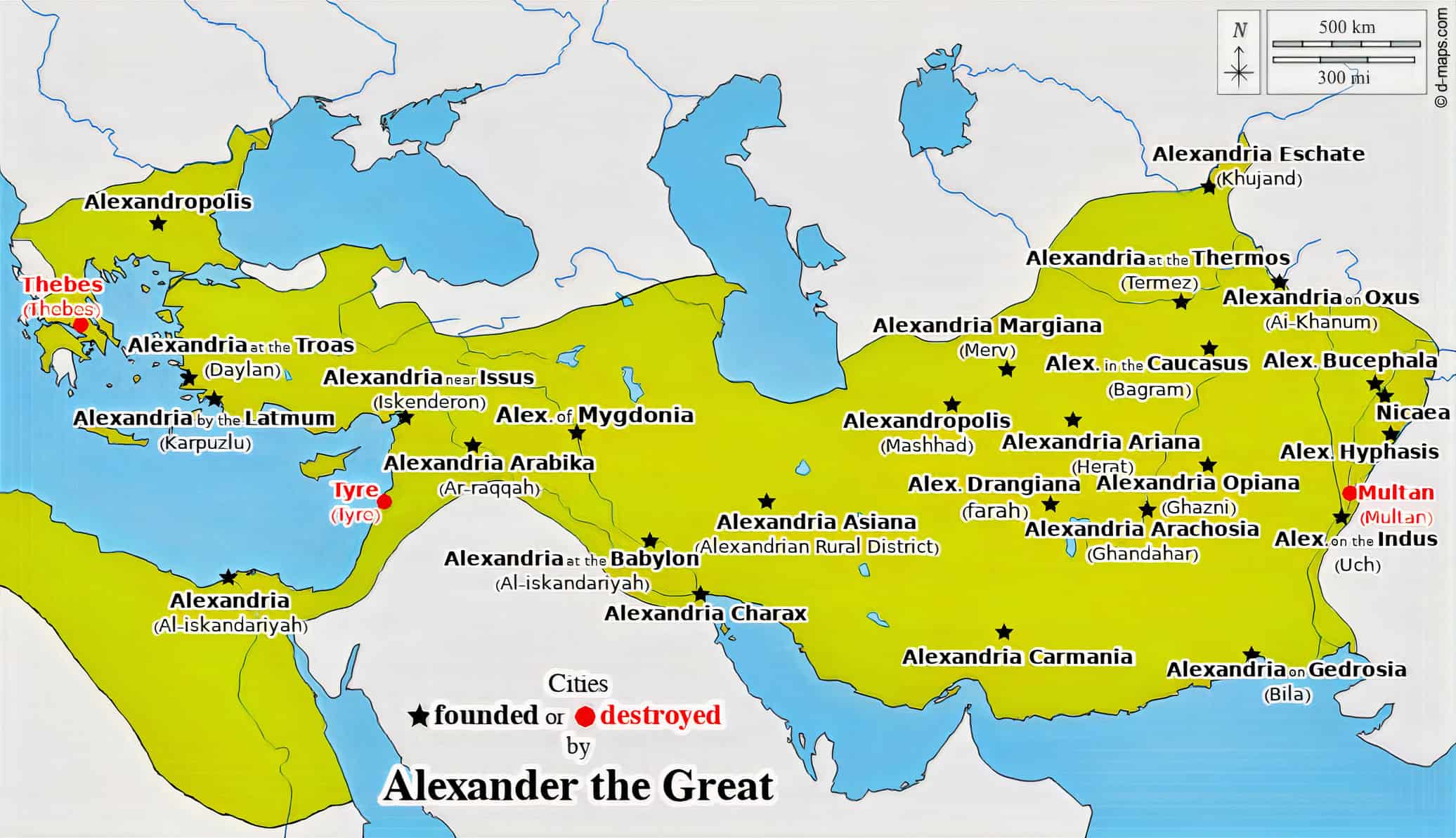 Map of the Macedonian Empire, Alexander the Great