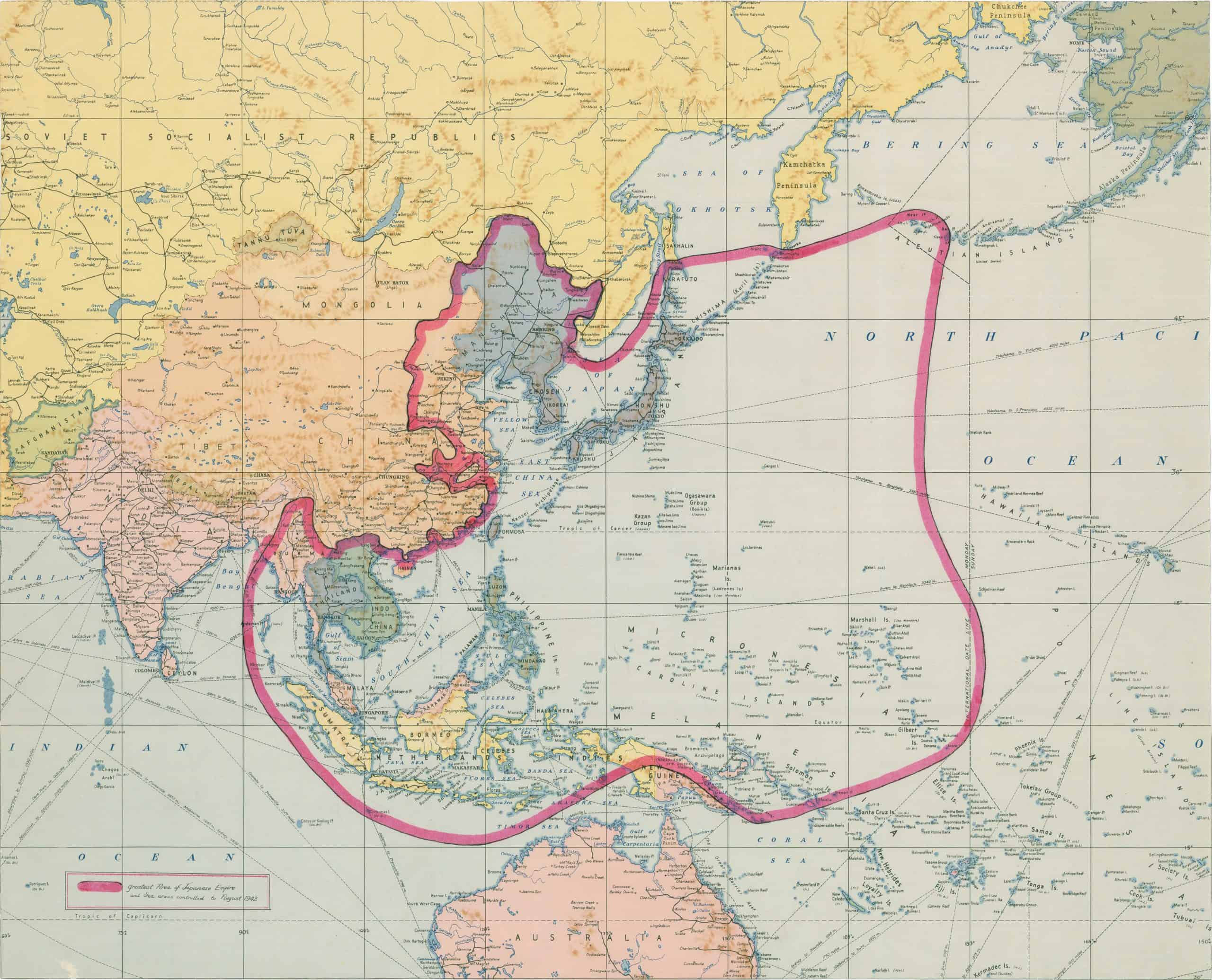 Map of Japan, world war ii