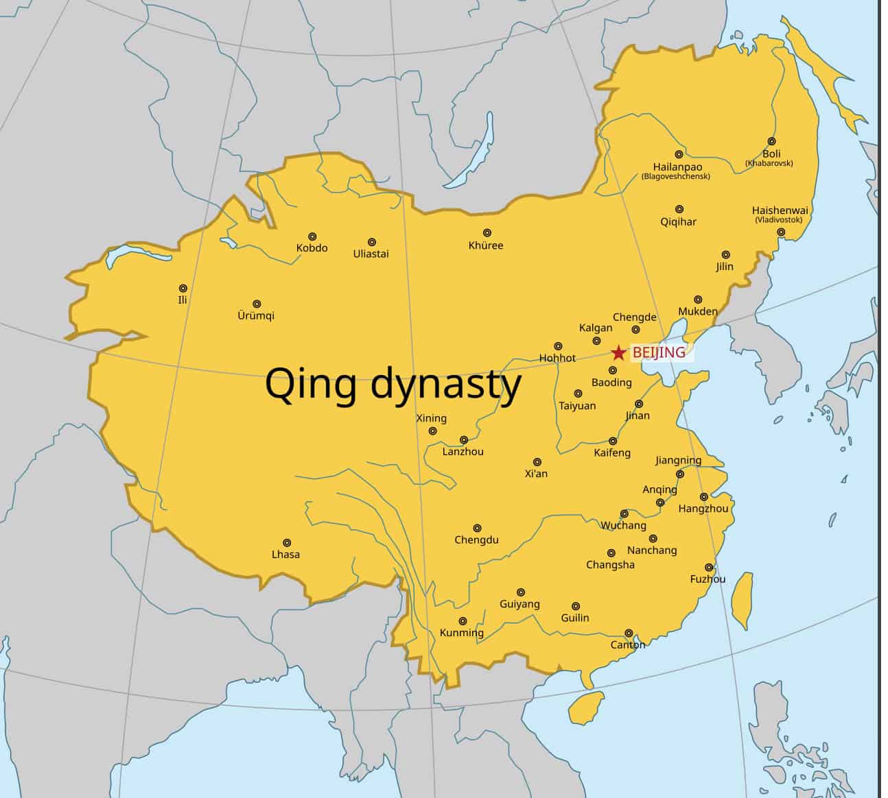 Map, Qing Dynasty, China