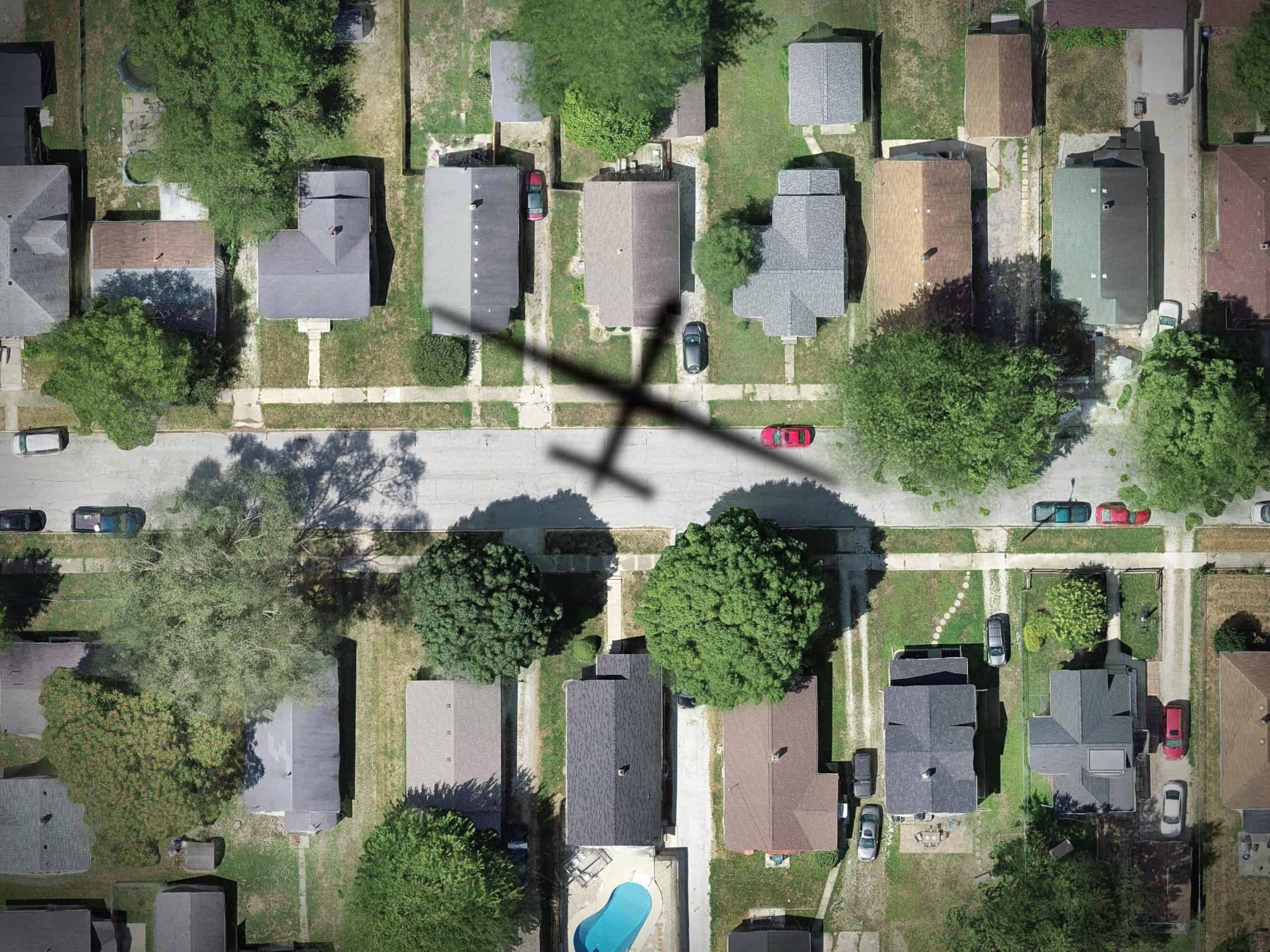 Indiana+residential+area | Drone shadow over residential area