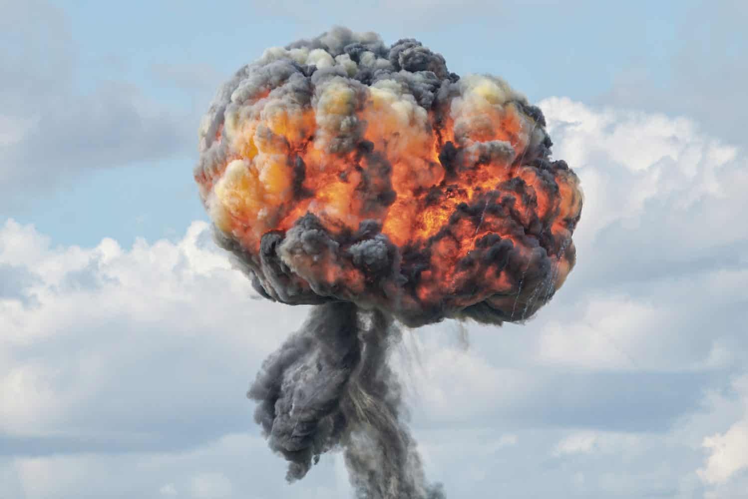 Expolsion frozen at an air show displaying the destruction of a target creating a mushroom cloud. High speed photo, Sweden