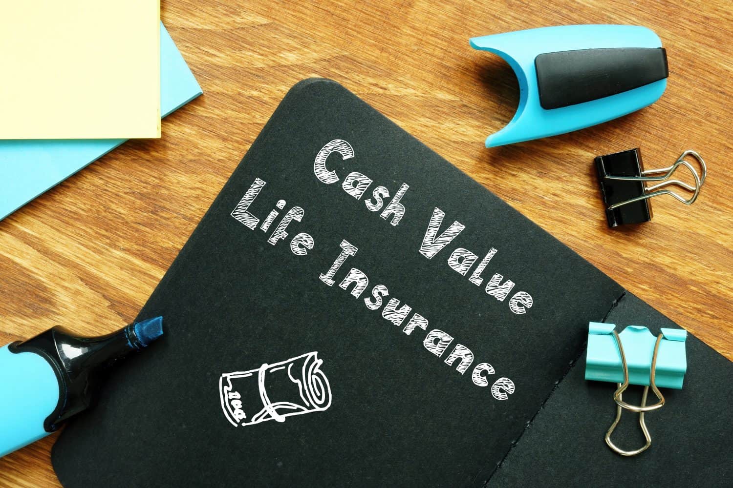 Business concept meaning Cash Value Life Insurance with sign on the sheet.