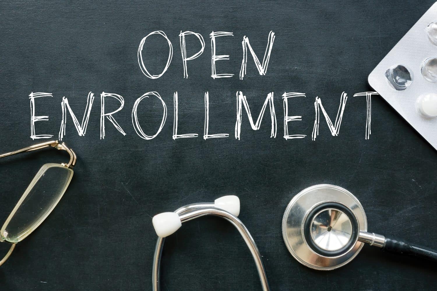 Open enrollment is shown using a text. Medicare enrollment and medical insurance