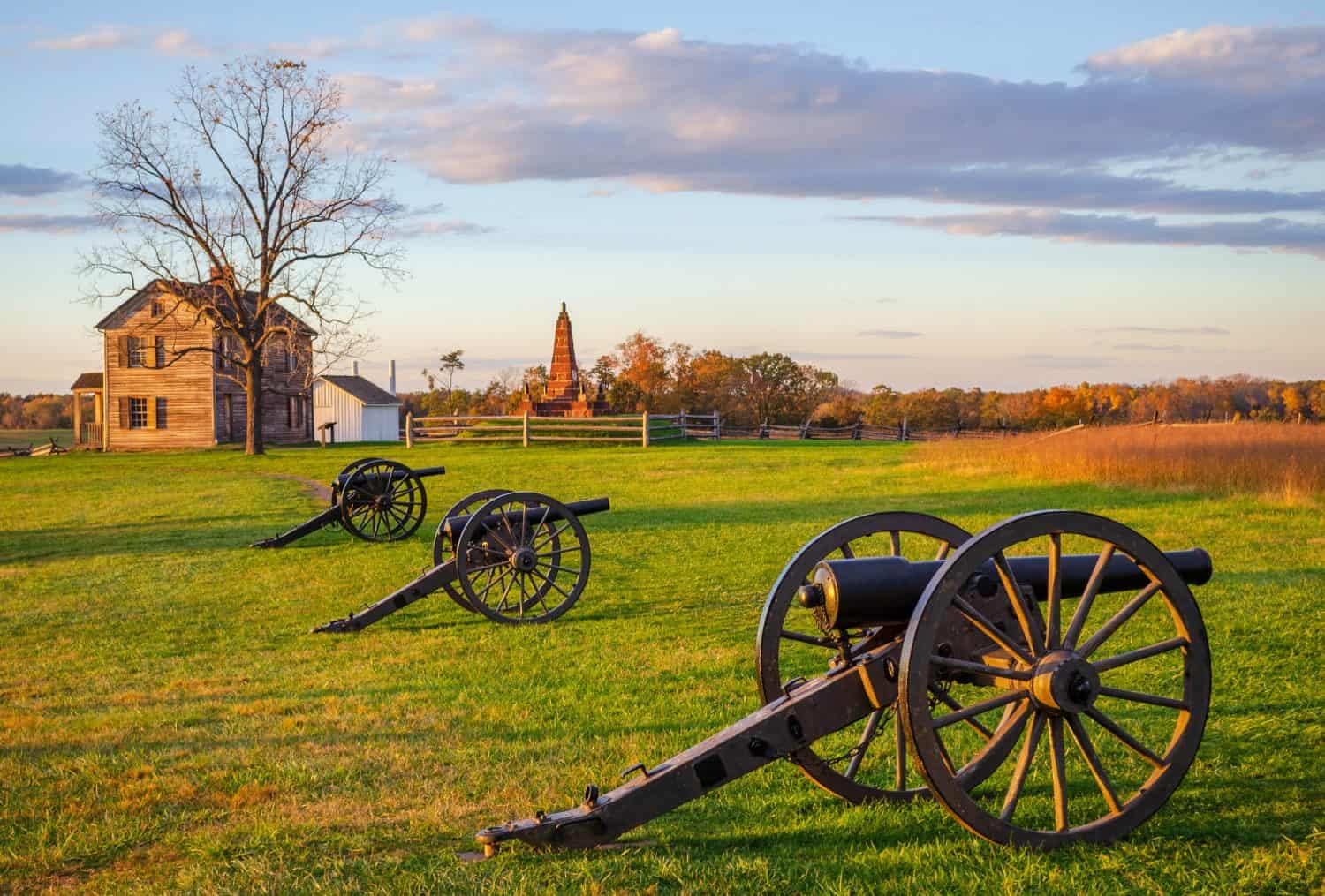 Civil War Cannons at Manassas National Battlefield Park located in Prince William County, Virginia, USA