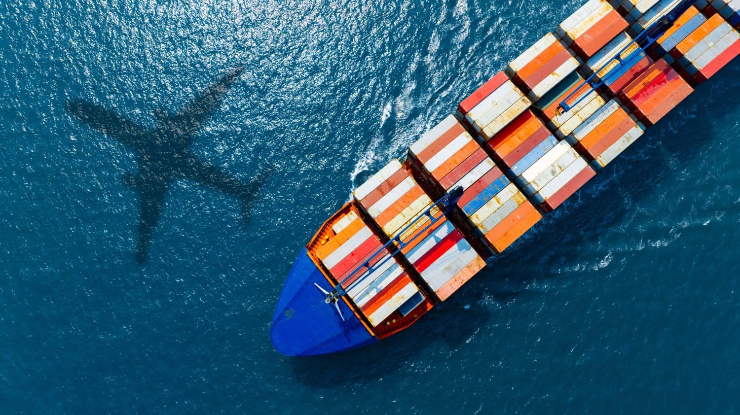 Aerial view of the freight shipping transport system cargo ship container. international transportation Export-import business, logistics, transportation industry concepts