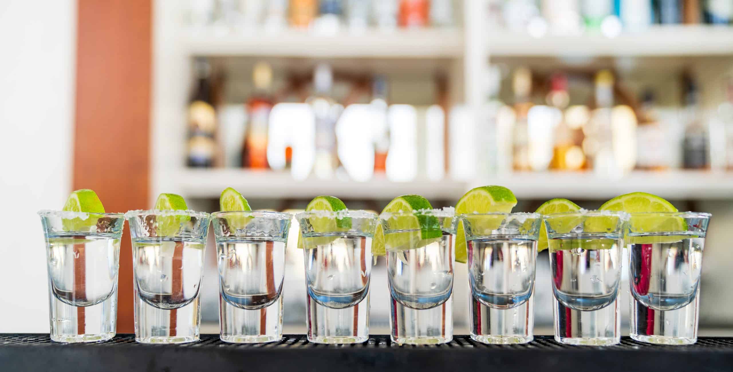 Shots of Tequila with Salt and Lime Served in Punta Cana, Dominican Republic.