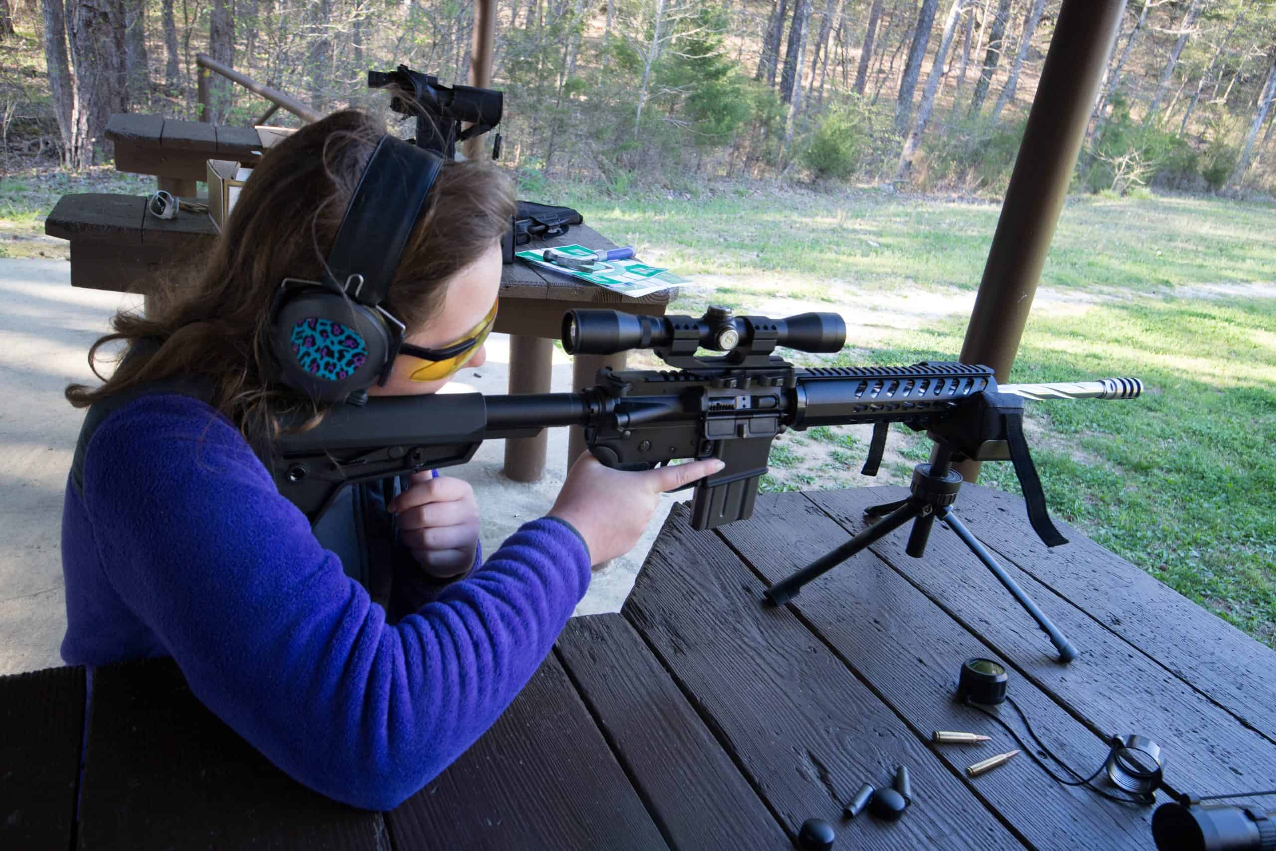 Teenager at shooting range