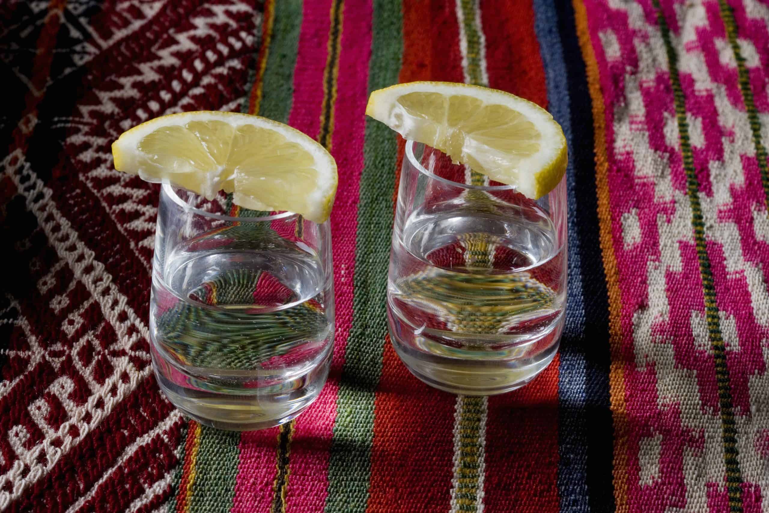 Stereotypical Mexican culture still life, tequila shots