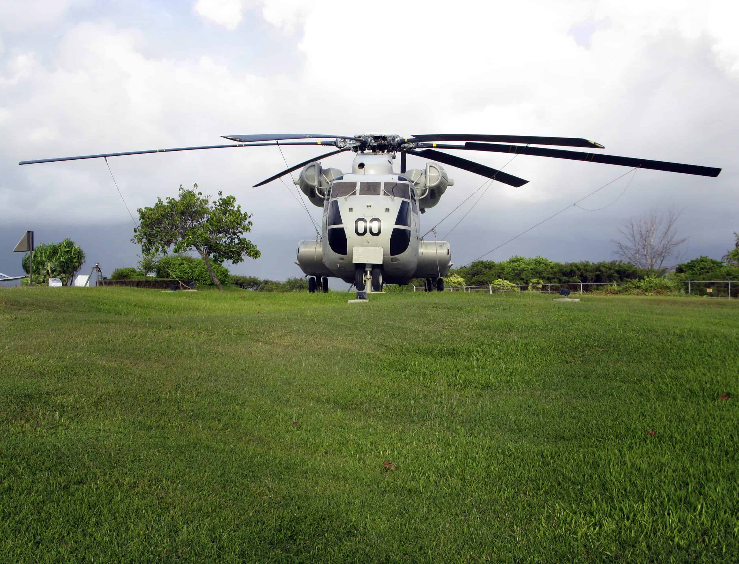 A RH-53D Sea Stallion helicopter on display.