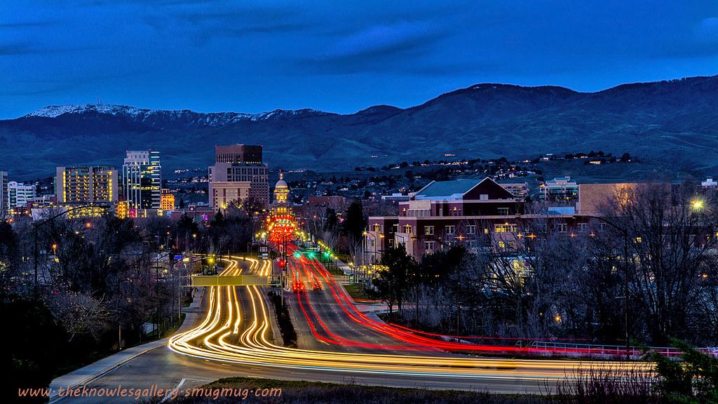 Boise City from train depot blue sky by Knowles Gallery