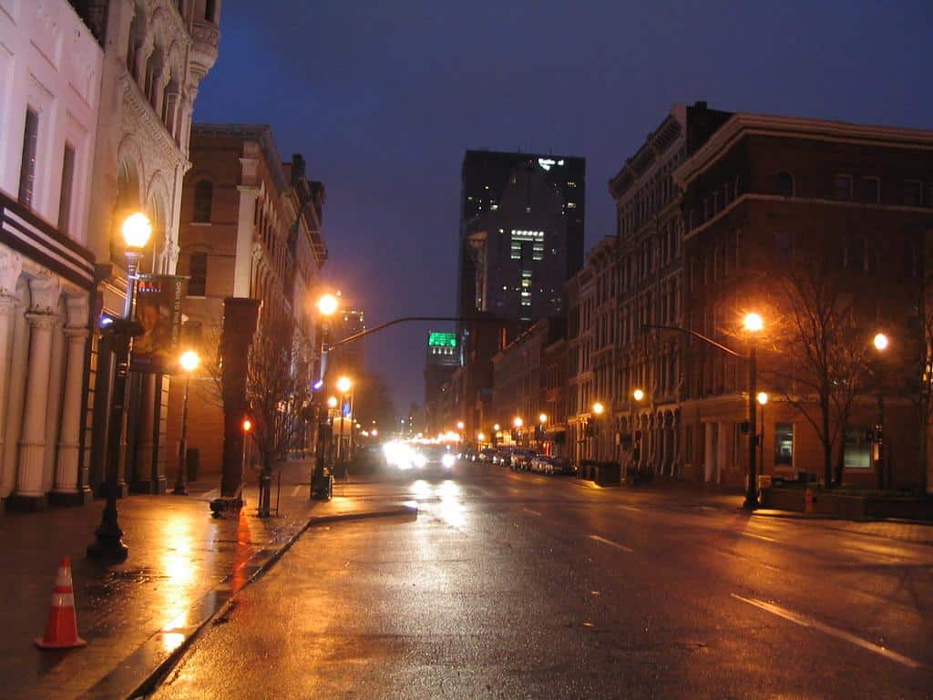 Main Street, Louisville, Kentucky Near Louisville Slugger Museum and Factory by Ken Lund