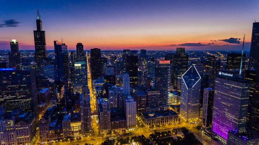 Chicago Skyline at Sunset by HTejeda