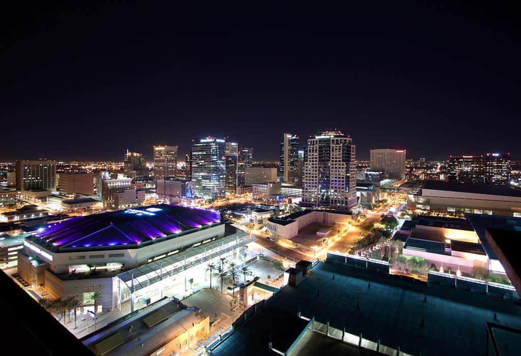 Downtown Phoenix Skyline Lights by squeaks2569