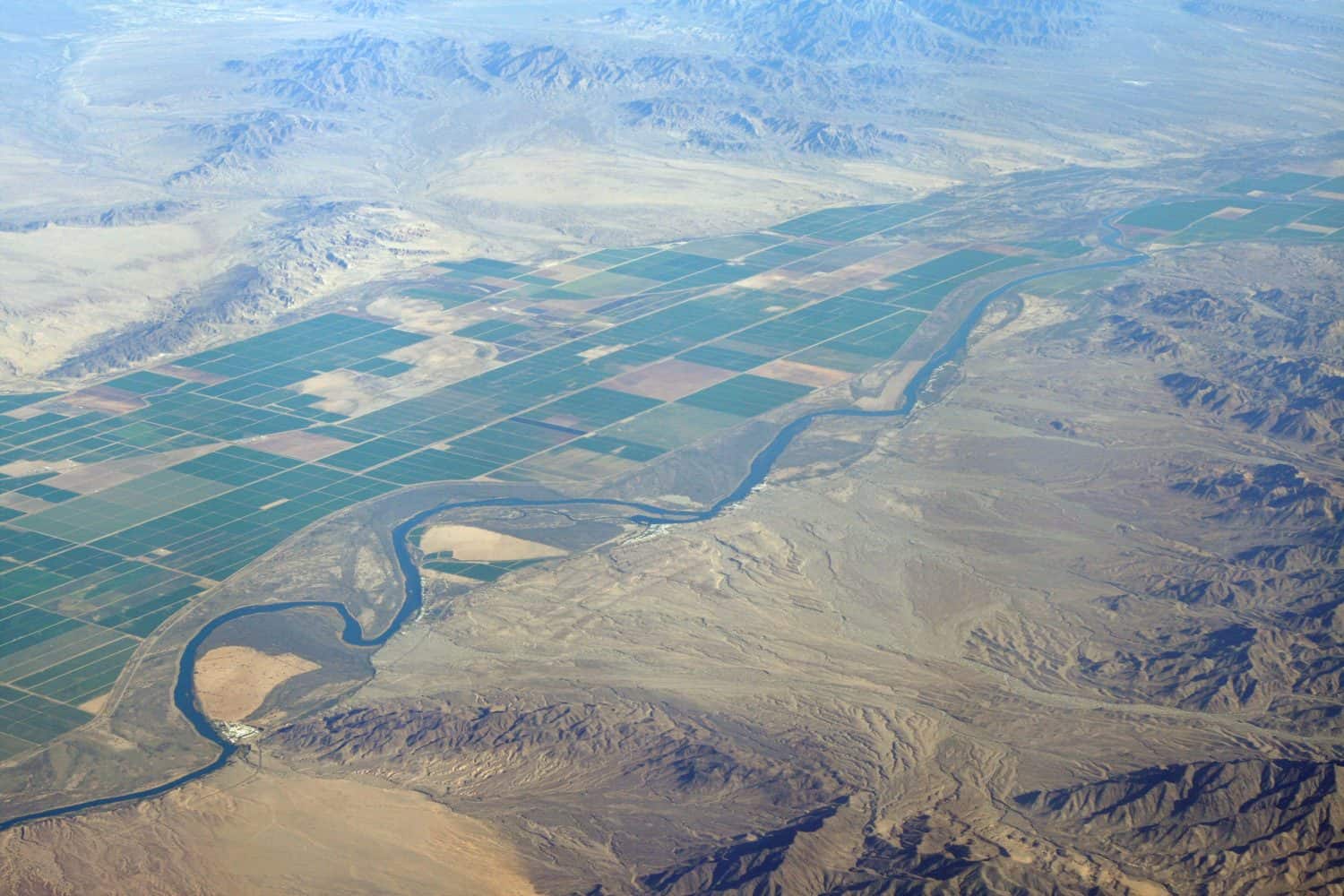 Aerial view of California&#039;s Imperial Valley and the Colorado River