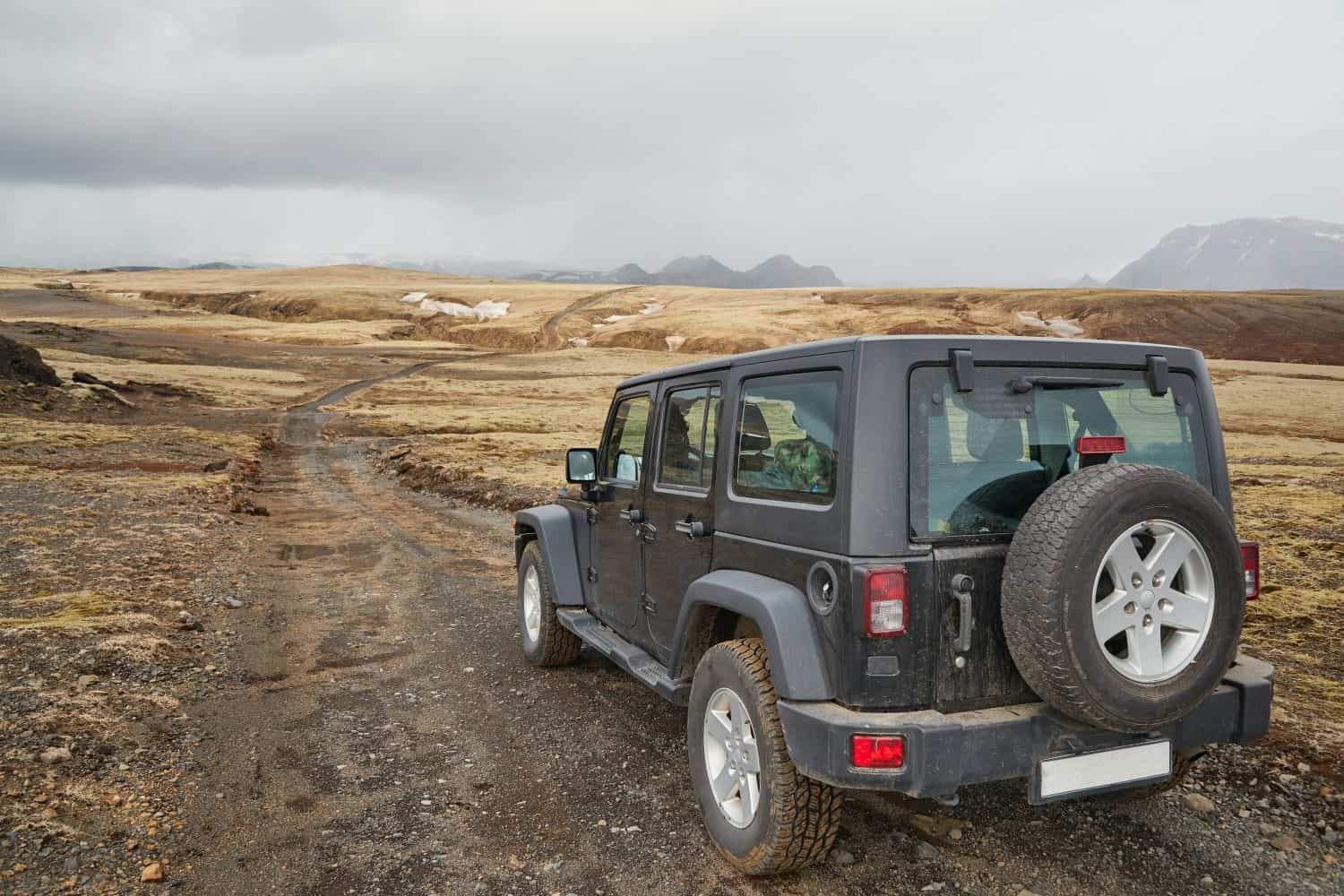 Off road car driving in Iceland, wild landscape