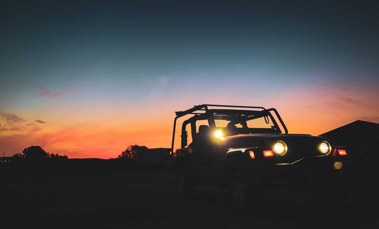 jeep top off sunset vibes