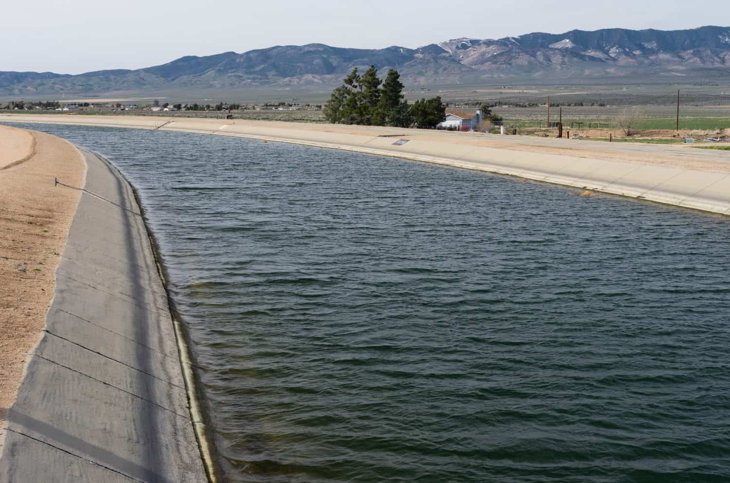 California aqueduct canal system shown in Palmdale, Los Angeles County, California.