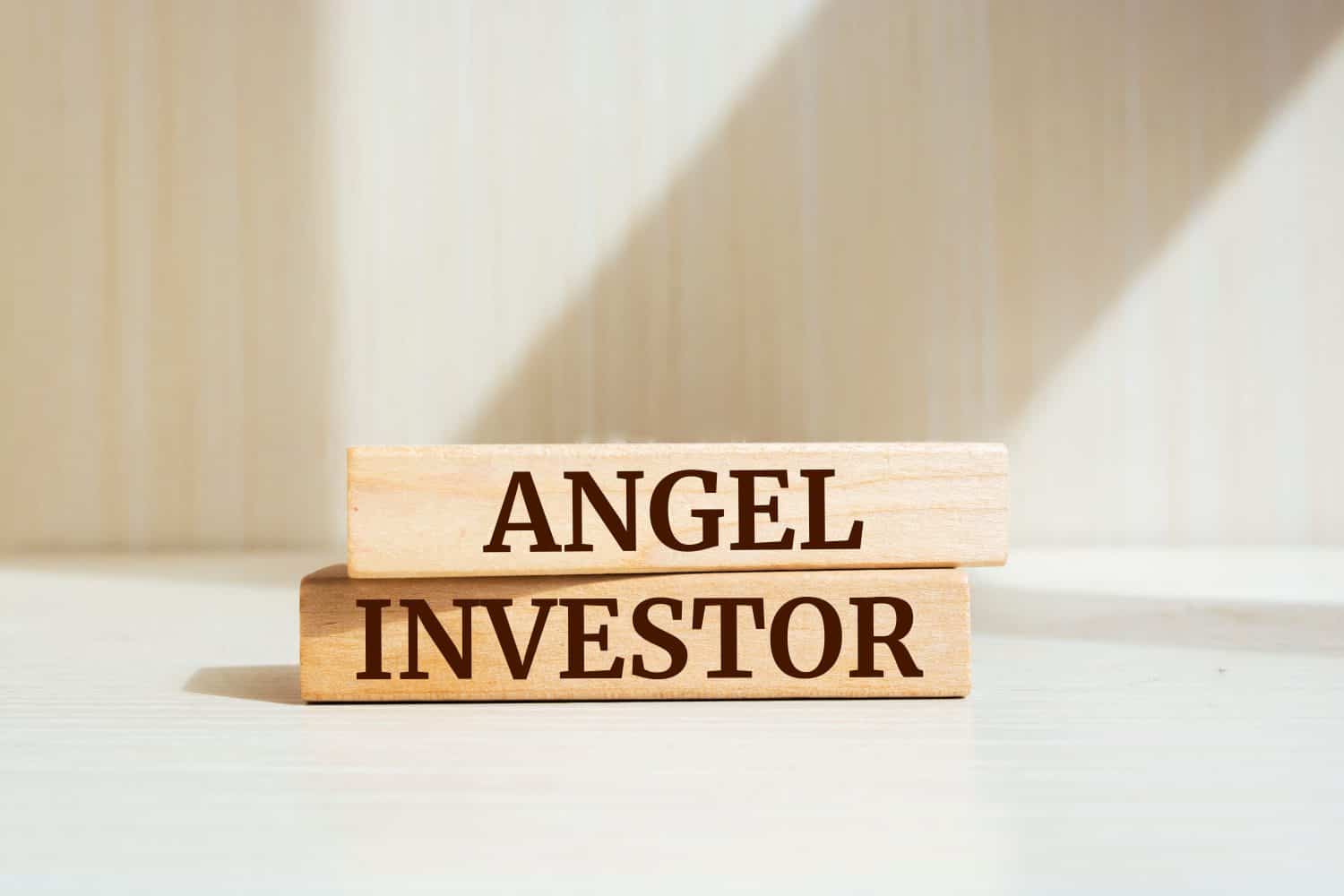 Wooden blocks with words 'Angel investor'. Business concept.