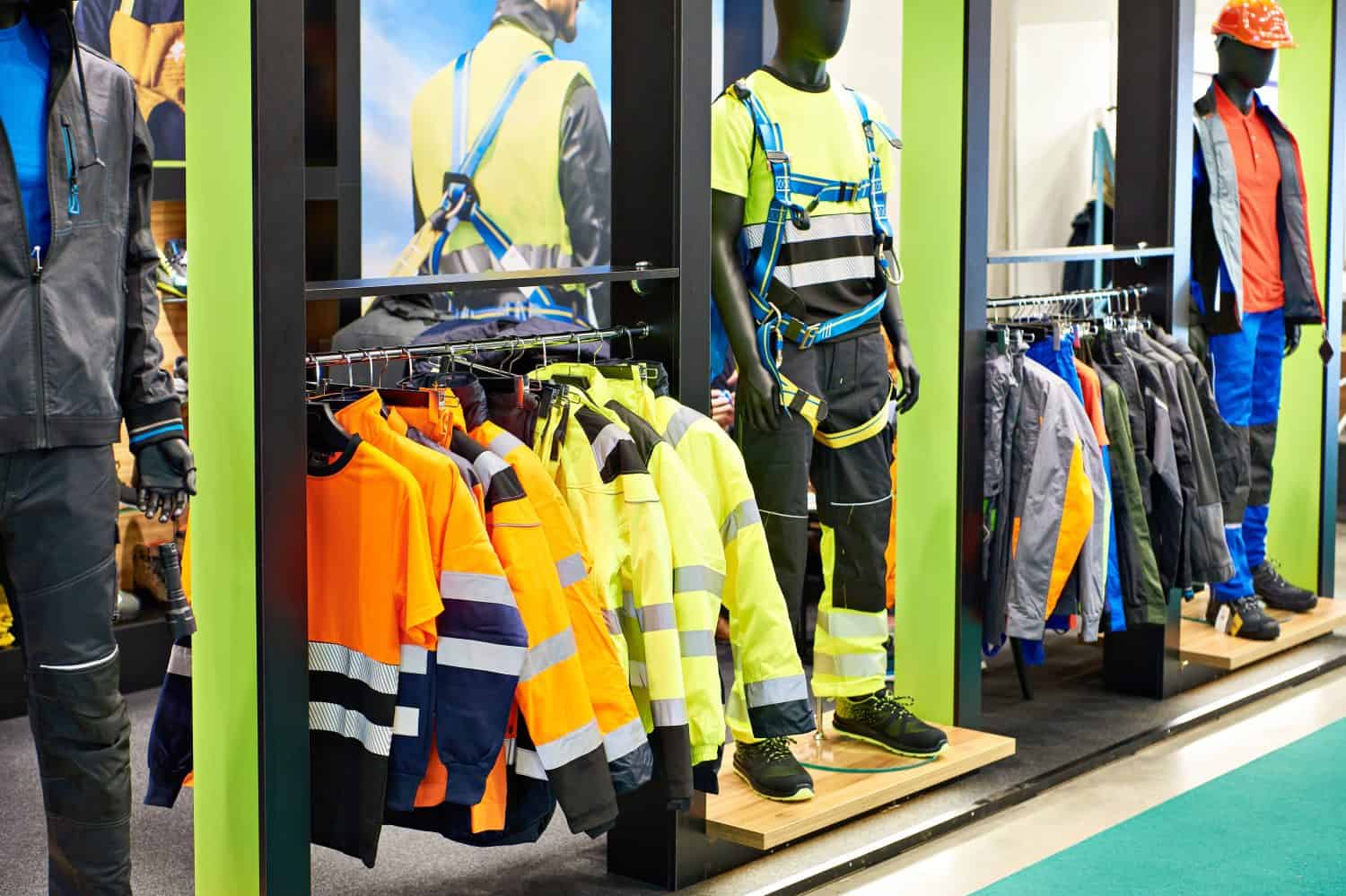 Workwear jackets in construction store