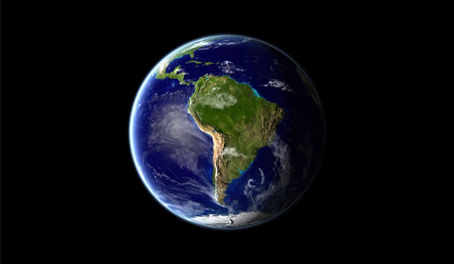 Image of planet Earth as seen from space with the continent of South America in the center