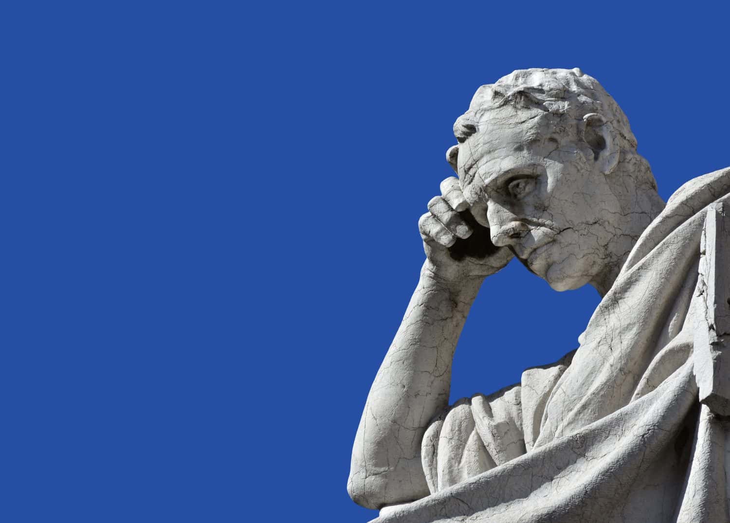 Detail from a marble statue of Salvius Julianius, a famous jurist and politician of Ancient Roman Empire, in front of old Palace of Justice in Rome