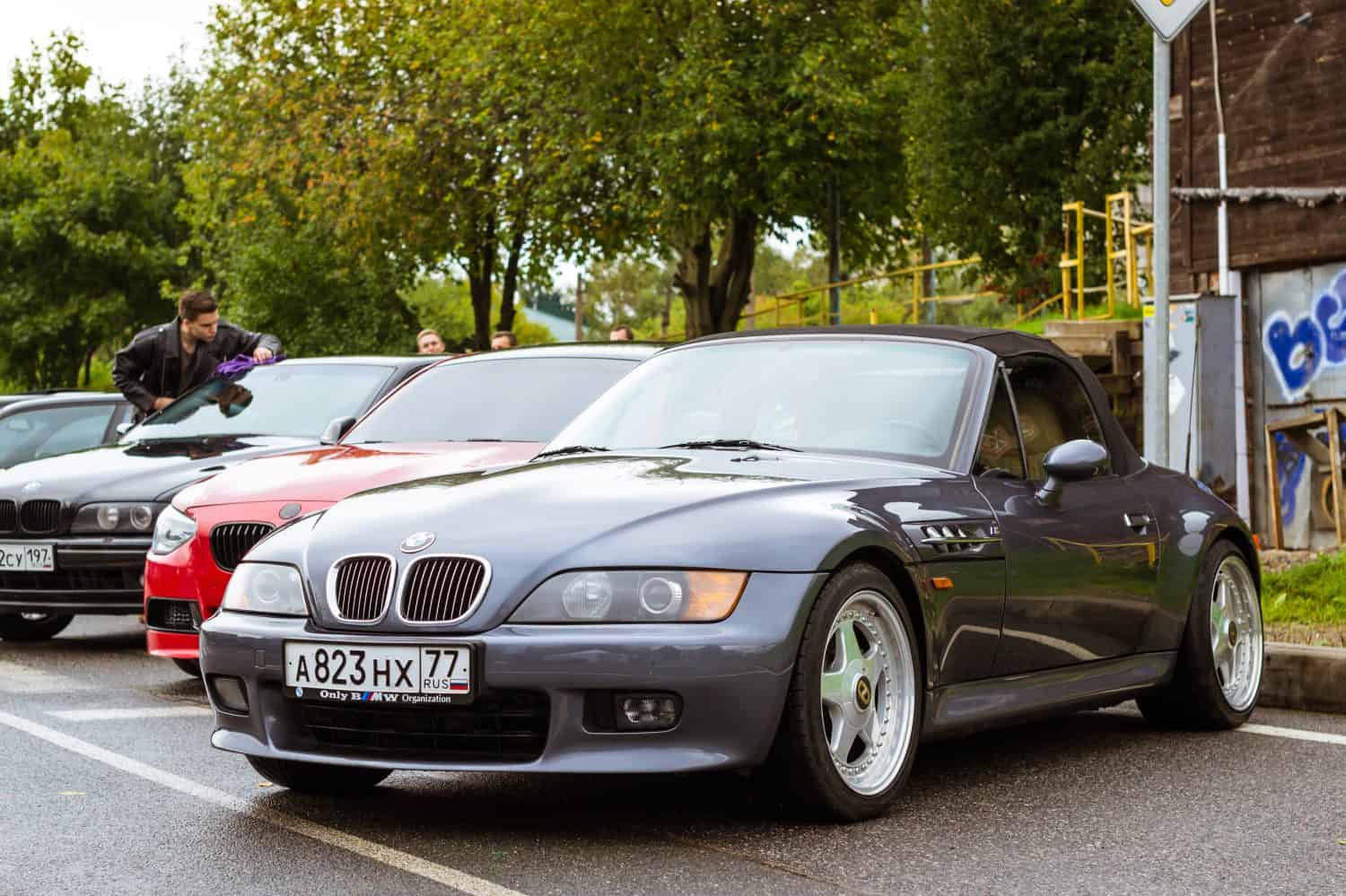 Saint-Petersburg, Russia - September 16, 2017: Cars BMW Z-series for rally car lovers German Bavarian manufacturer BMW. Event BMW Meetup. Autumn meeting car lovers of speed and drive