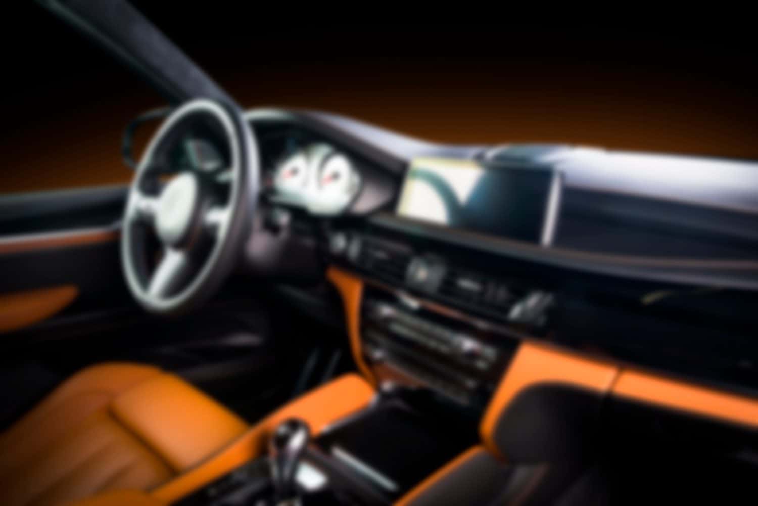 Blurred image of car interior dashboard, blur, defocused transportation background