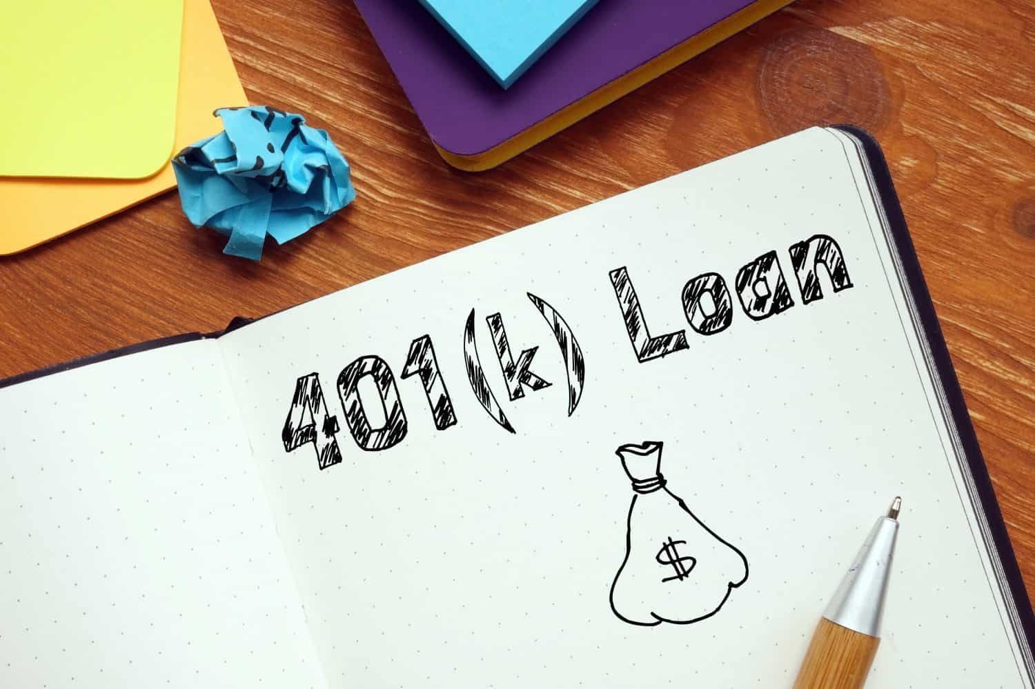 Financial concept meaning 401(k) Loan with phrase on the page.