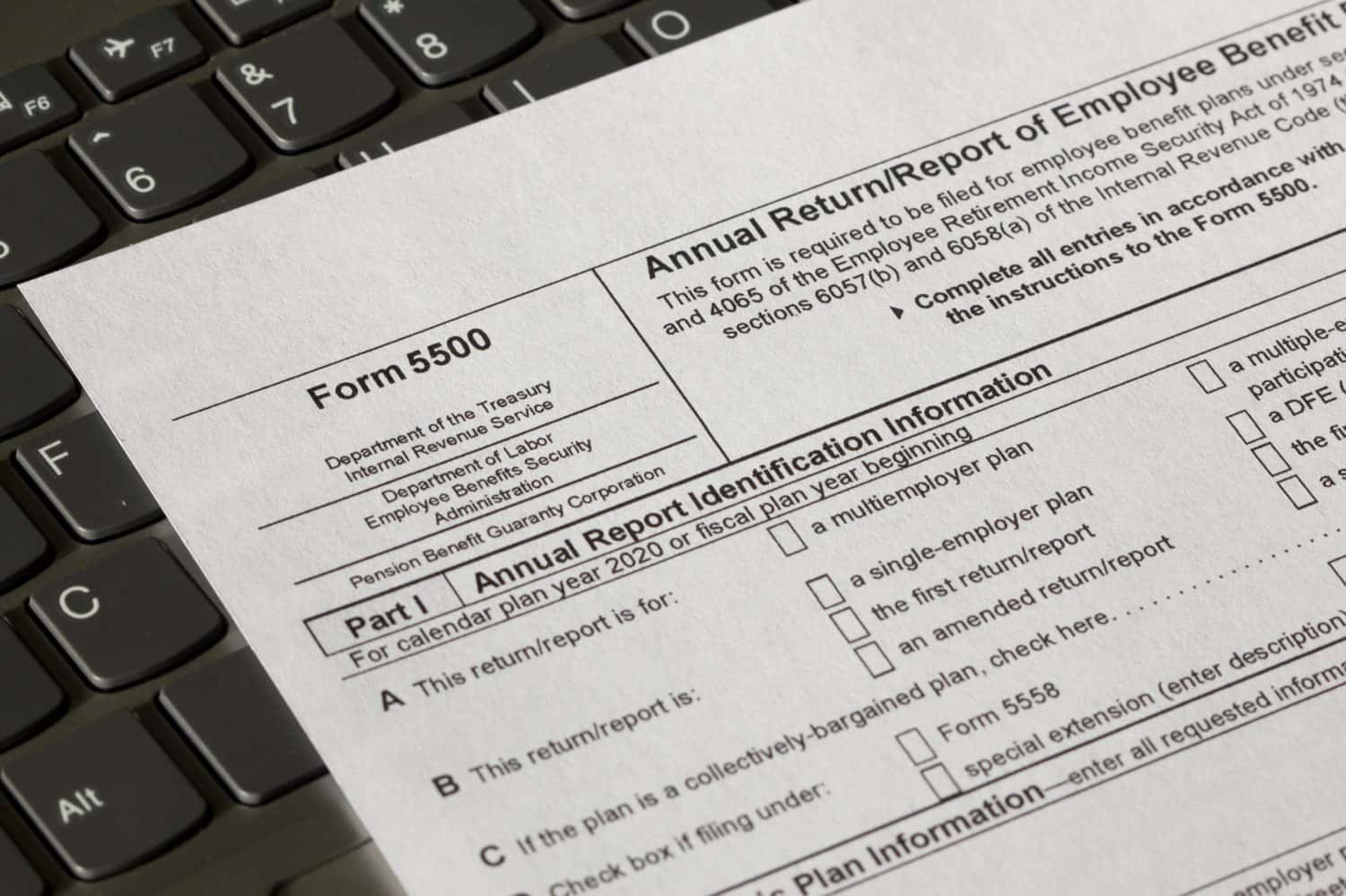 Form 5500, Annual Return of Employee Benefit Plan.