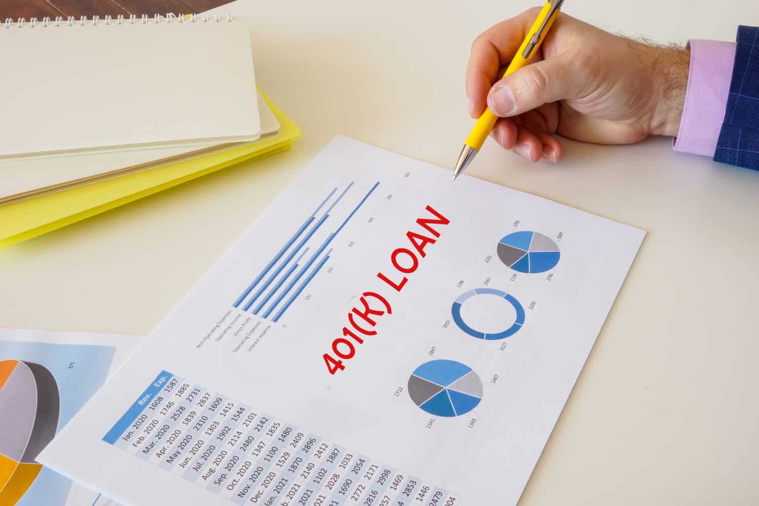 Business concept about 401(K) LOAN with inscription on the sheet.