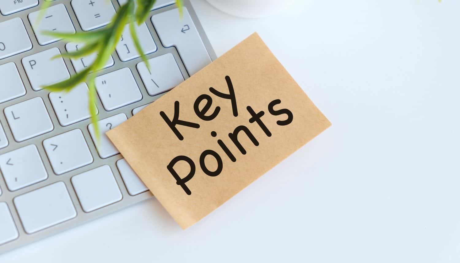 Computer keyboard with word KEY POINTS on white button, closeup