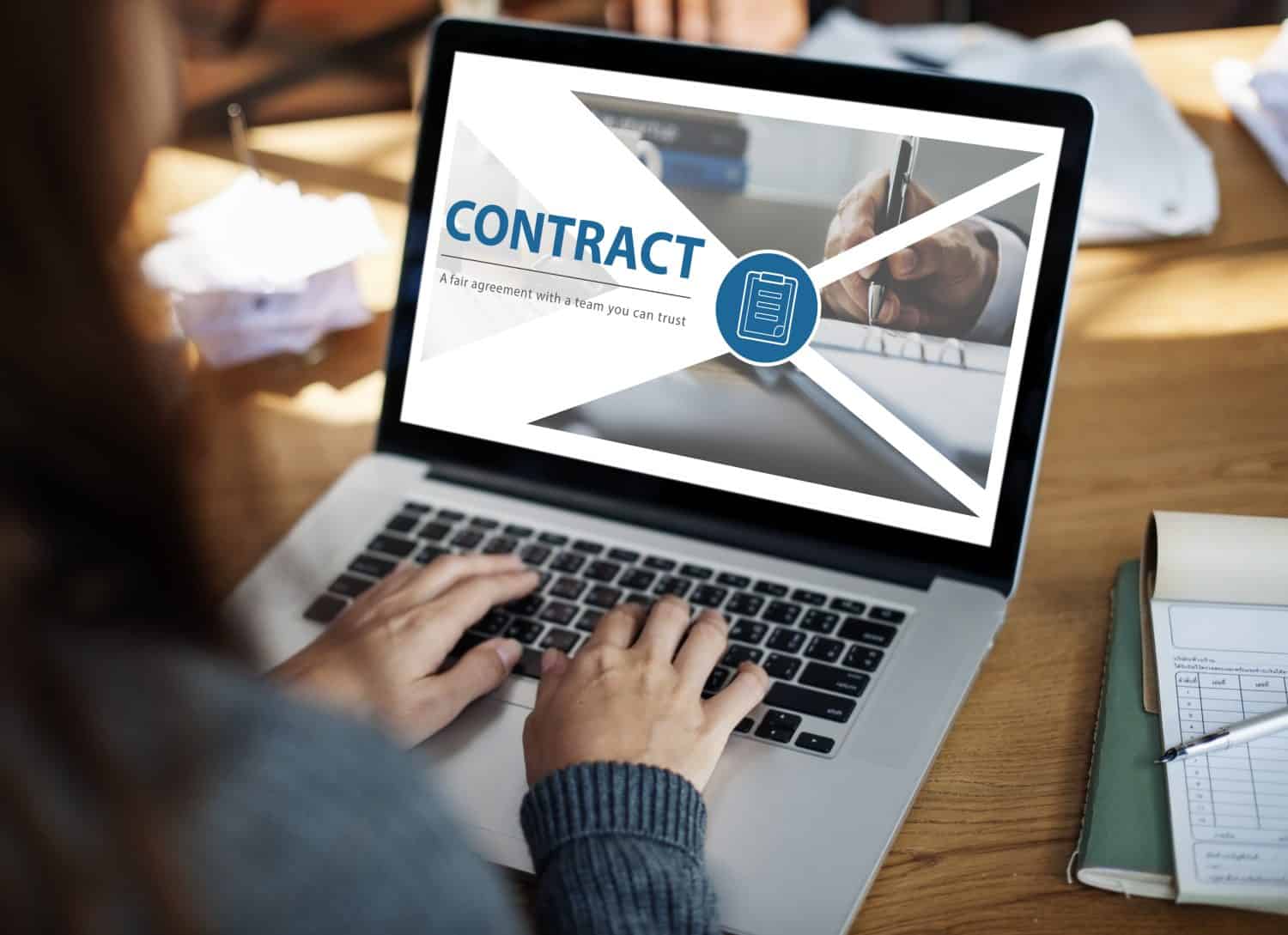 Contract fair agreement webpage interface