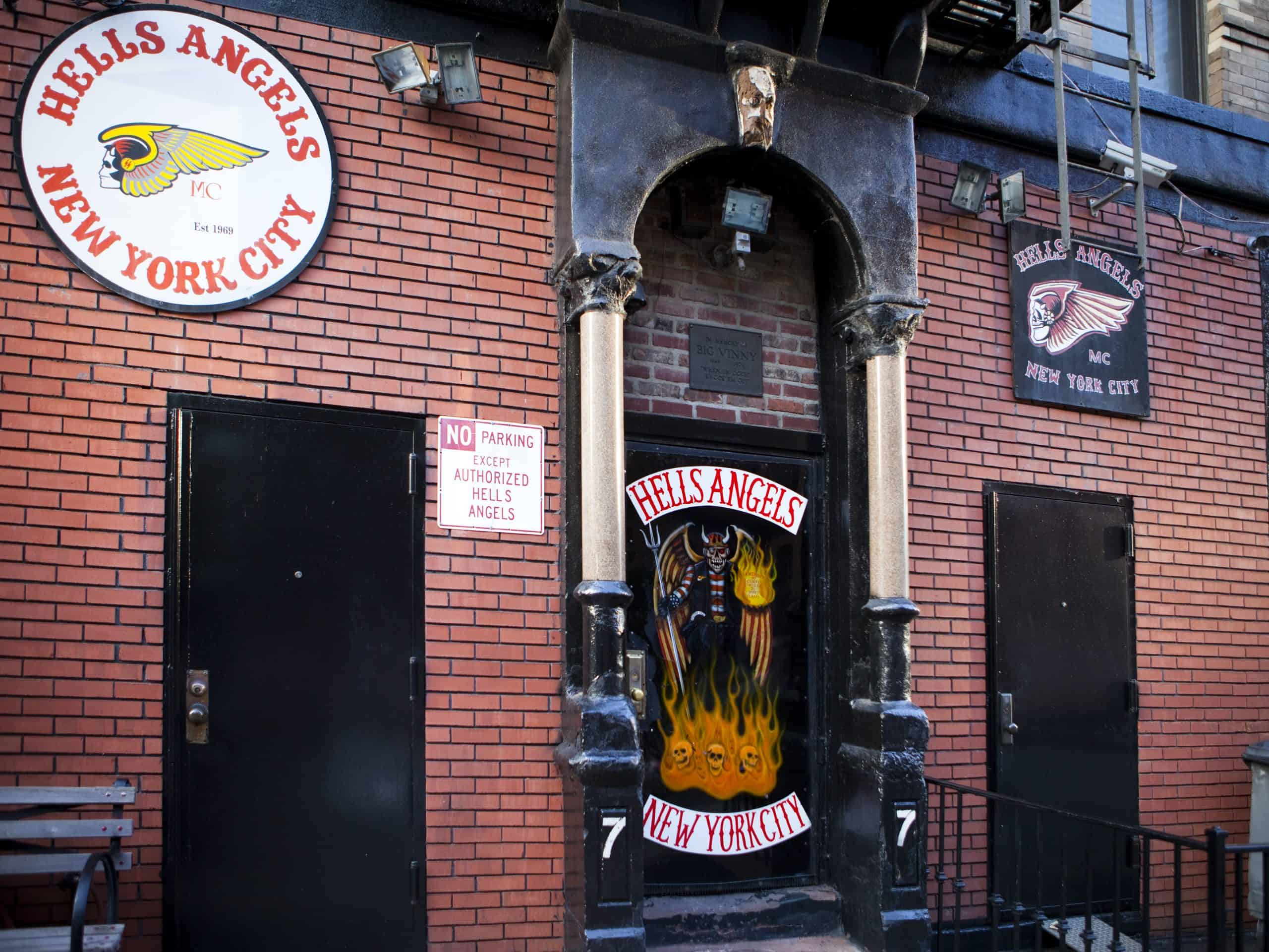 Hells Angels clubhouse exterior, New York City, USA