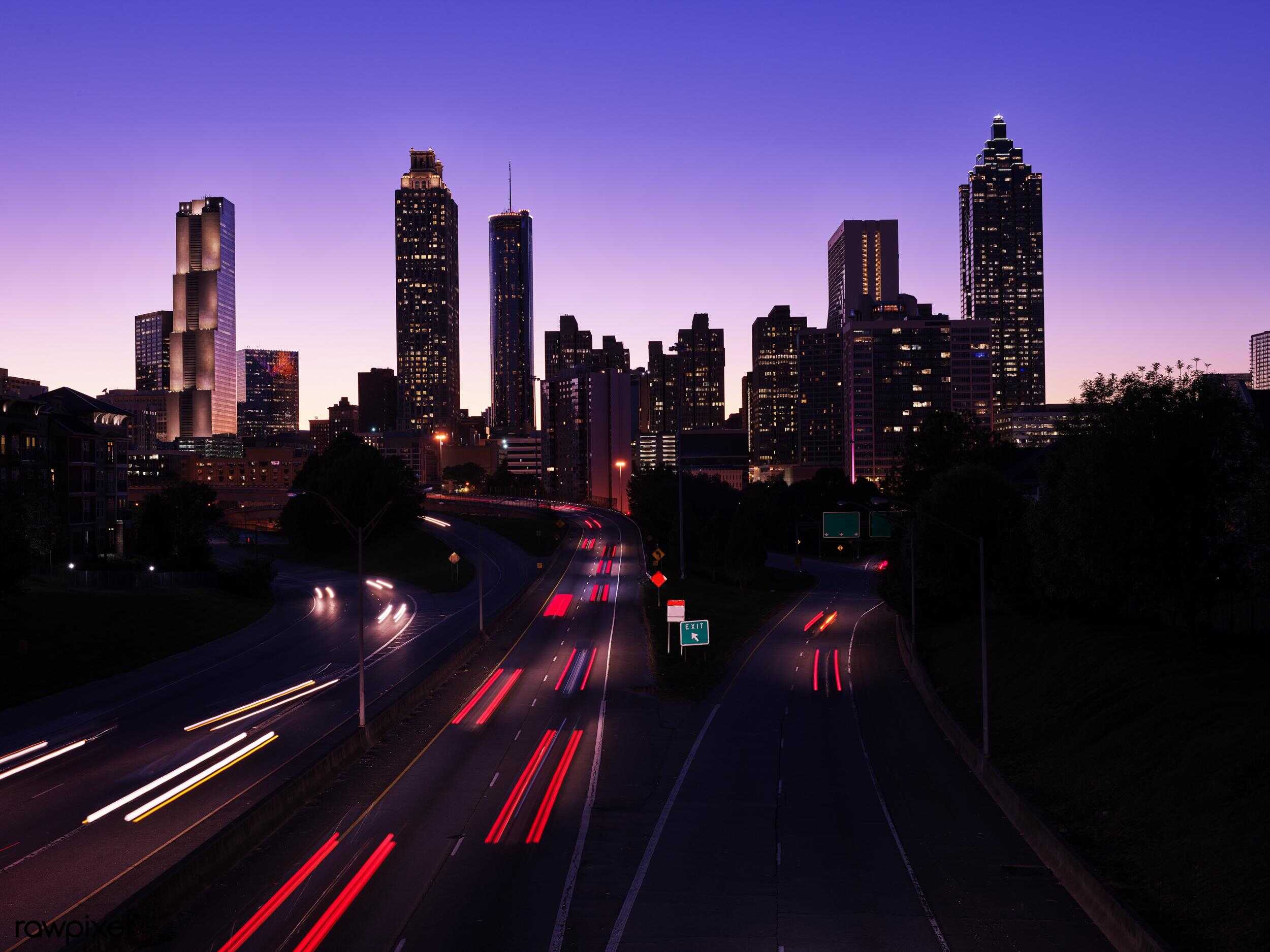 Night skyline of Atlanta, Geor... by Free Public Domain Illustrations by rawpixel