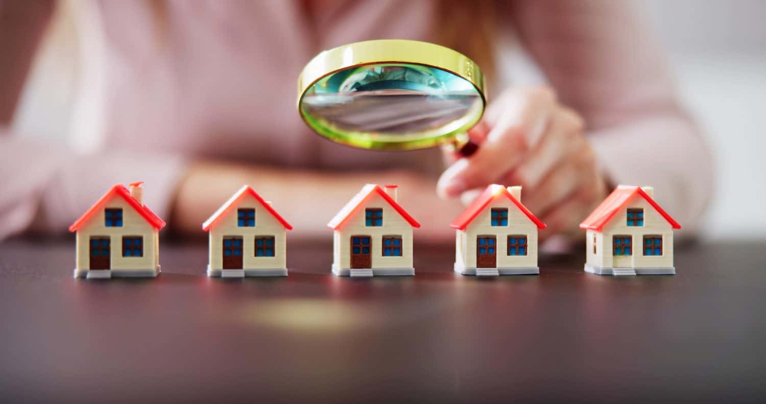 Real Estate House Inspection Before Purchase. Inspector Using Magnifier Glass