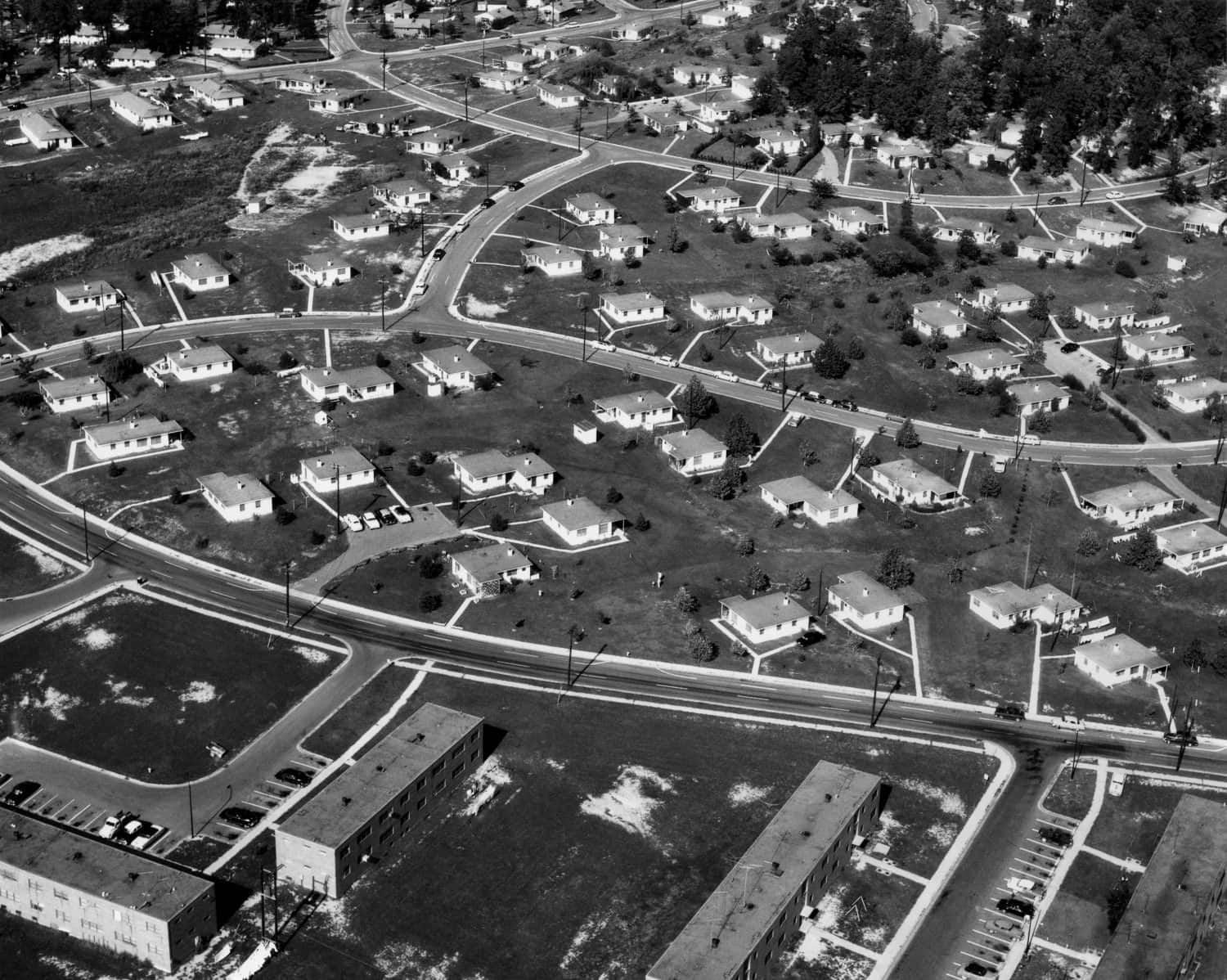 An Aerial view of housing development in Oak Ridge, Tennessee, 1955. Photo by Ed Westcott.