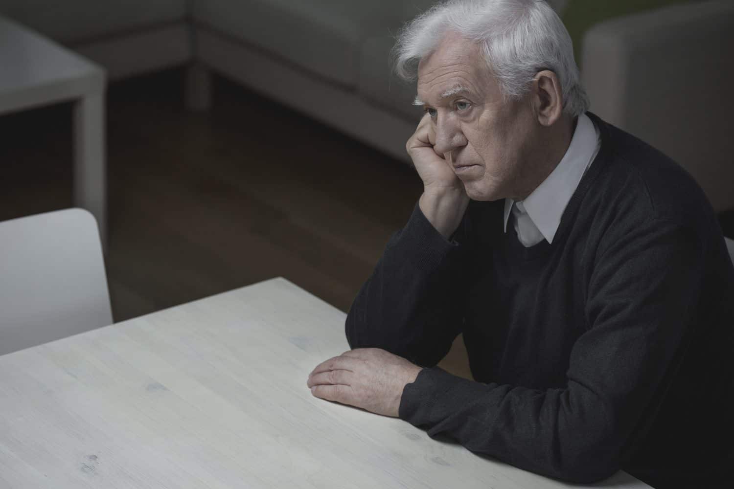 Old age man feel lonely and depressed