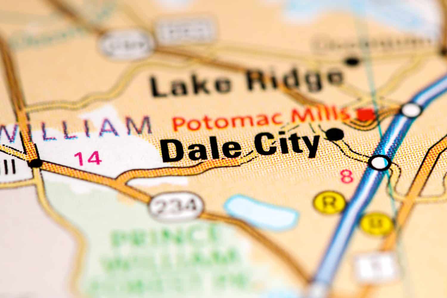 Dale City. Virginia. USA on a map