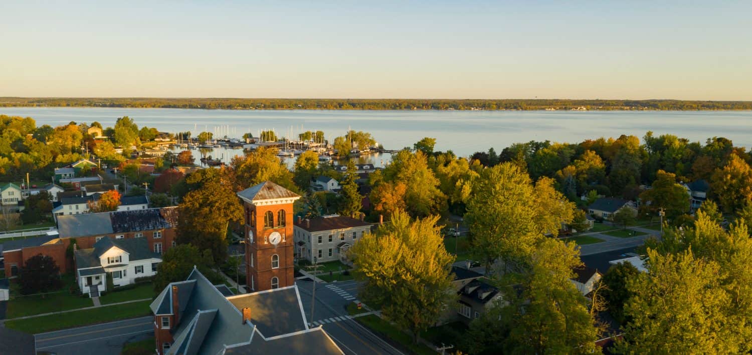 The St Lawrence River seaway is between Ontario Canada and Cape Vincent New York in Jefferson County