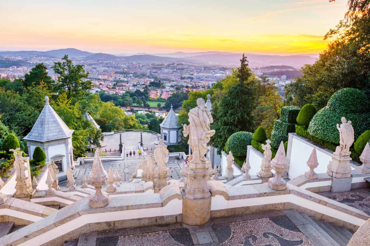 The Bom Jesus do Monte Sanctuary is located in the city of Braga, Portugal. It is one of the iconic location of Portugal, with a long and beautiful stairways leading to the doors of the cathedral.
