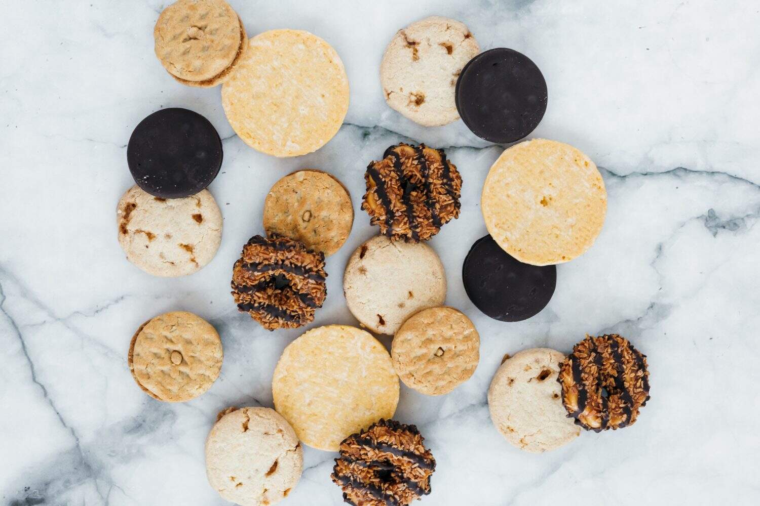 Assortment of Cookies on Marble Background